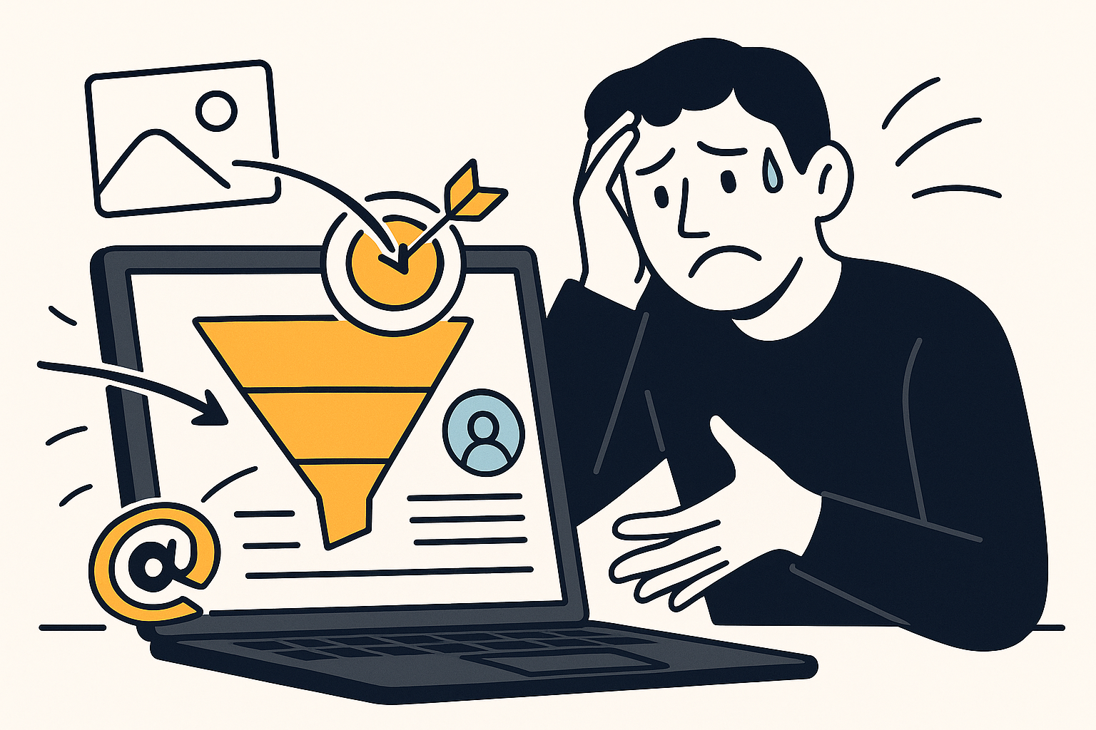 Illustration depicting off-target strategy struggles